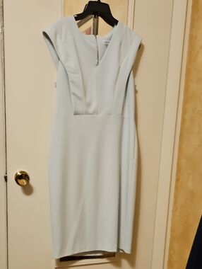 Calvin Klein Light Green Midi Sheath Dress, Size 12